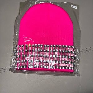 Hot Pink Bling Knitted Beanie